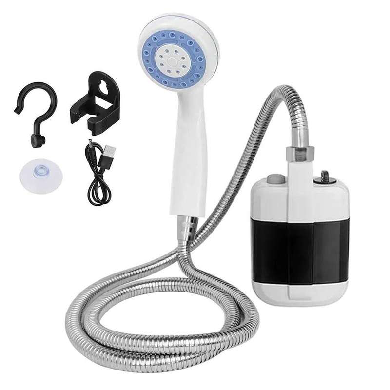USB Rechargeable Shower Portable Camping Shower Head Bathing 3.7V Pump