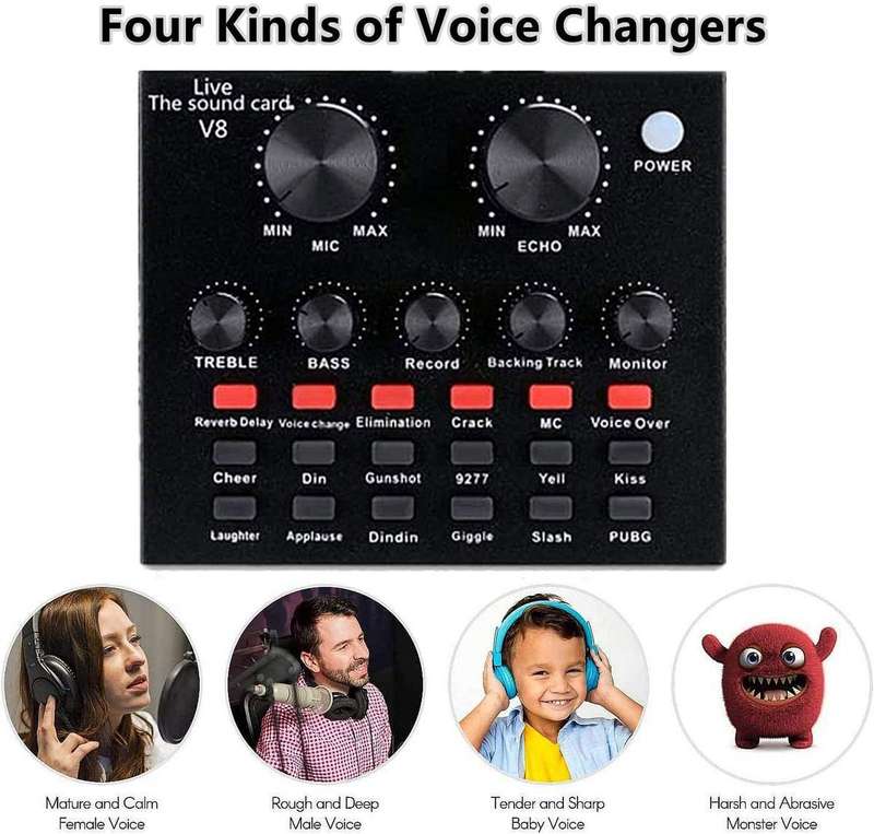 Podcast Equipment Bundle, Mic Kit with V8 Live Sound Card