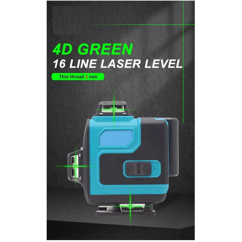 Industrial 4D 16 Green Laser Line Self Leveling Mapping Tool, Case & Glove