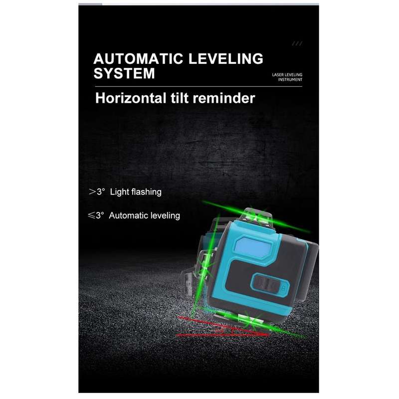 Industrial 4D 16 Green Laser Line Self Leveling Mapping Tool, Case & Glove
