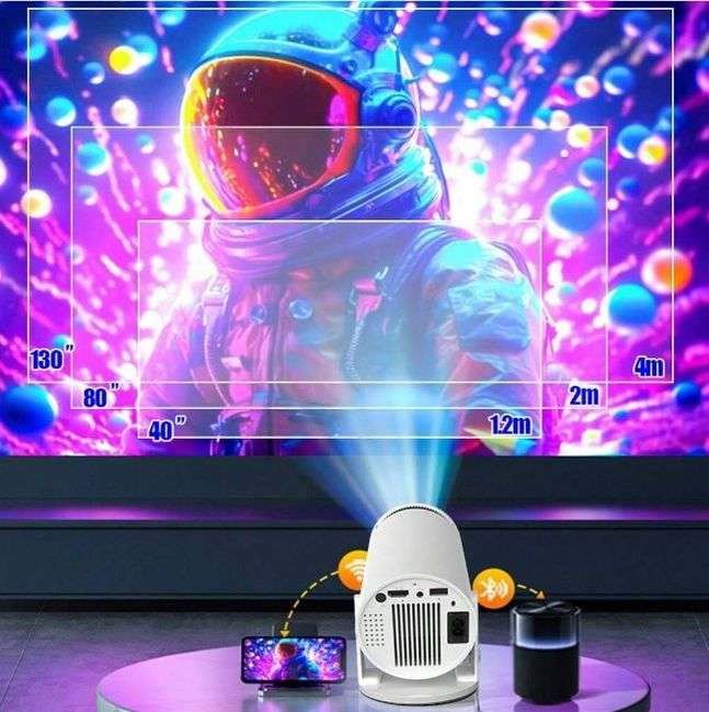 Mini Portable Ultra HD Projector With Dual WiFi And 4K Support - White (open box)