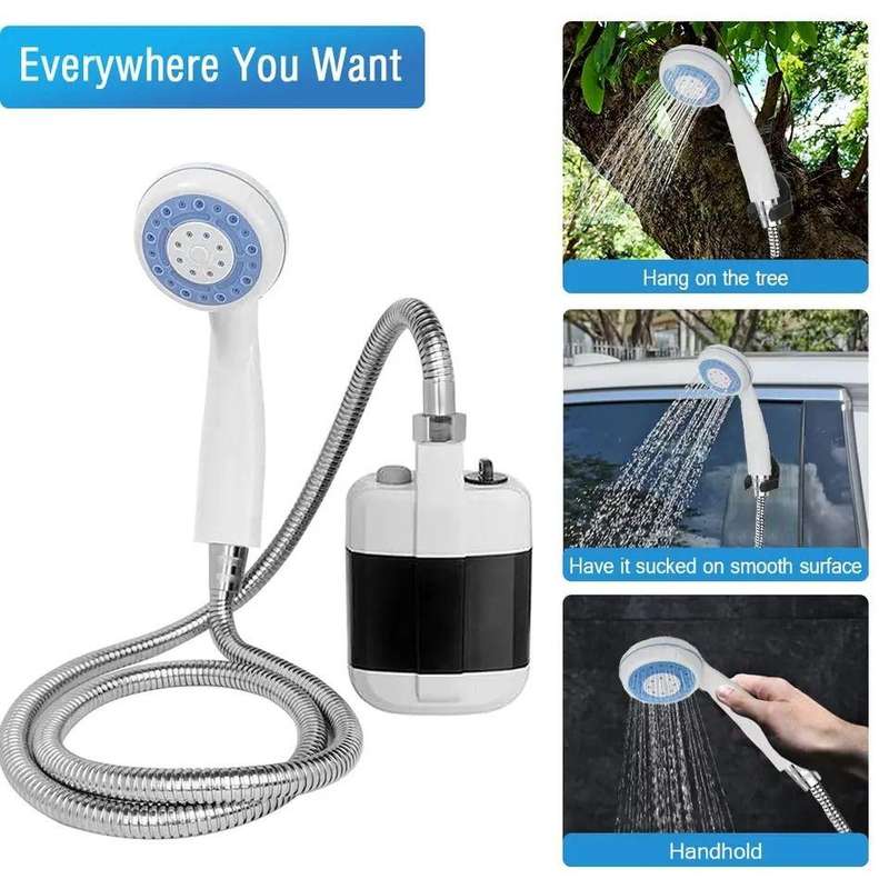 USB Rechargeable Shower Portable Camping Shower Head Bathing 3.7V Pump