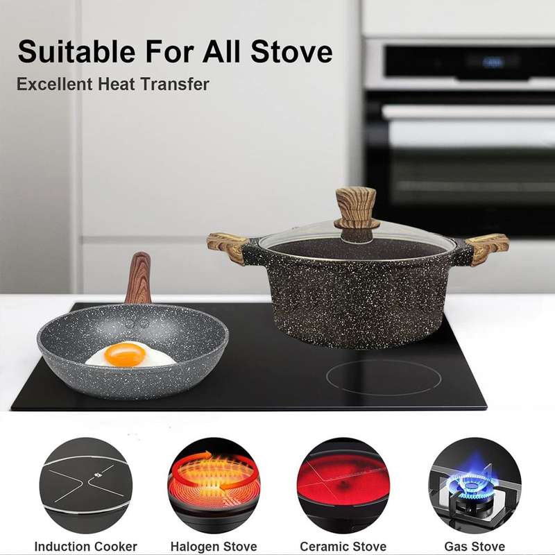 Nonstick Marble Die-Casting Cookware Set - 11 Piece Set