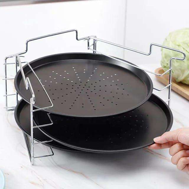 Pizza Stands Plate Set Pizza Tool Baking Pan 3 layers Rack 12inch Non-Stick
