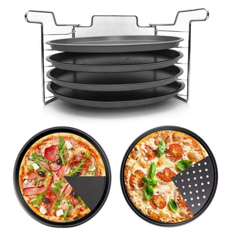 Pizza Stands Plate Set Pizza Tool Baking Pan 3 layers Rack 12inch Non-Stick