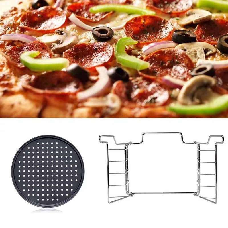 Pizza Stands Plate Set Pizza Tool Baking Pan 3 layers Rack 12inch Non-Stick