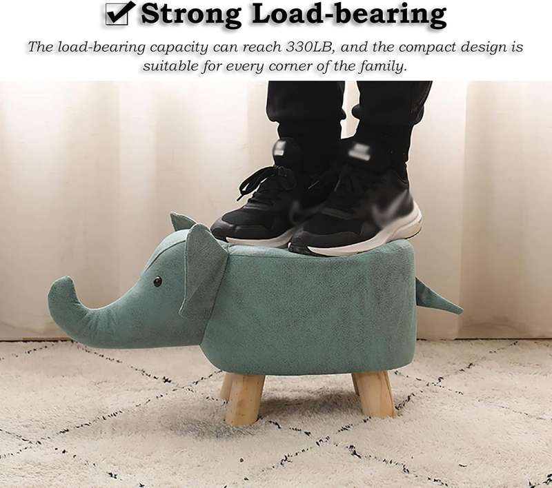 Elephant Bench Animal Footstool, Cute Animal Shaped Pouffe