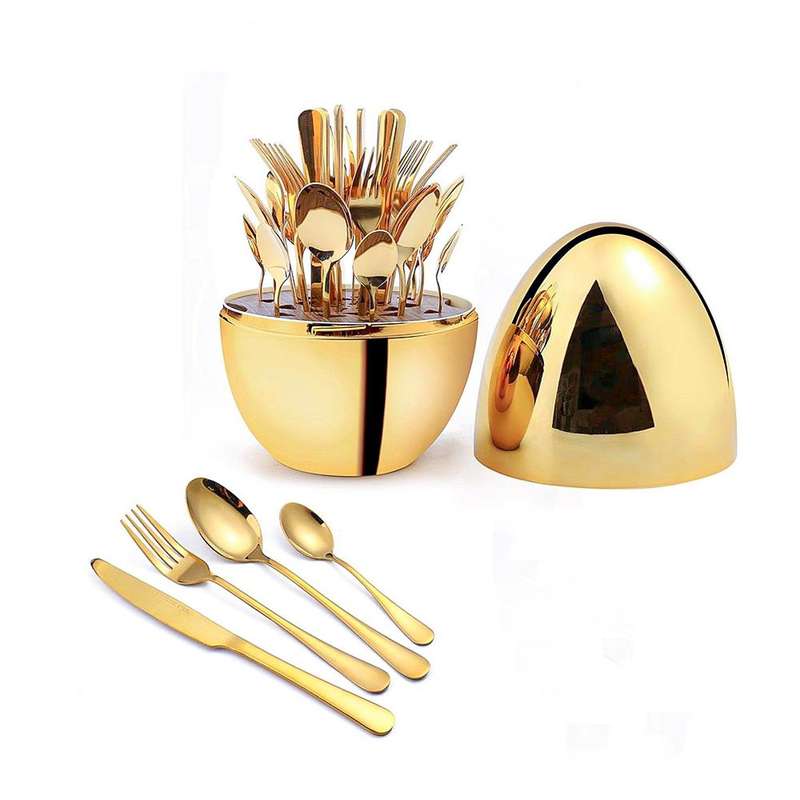 Cutlery Set with Egg Shaped Holder -24pcs
