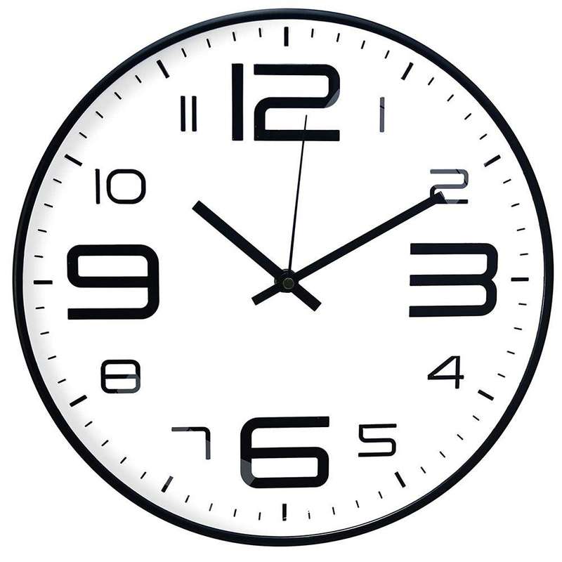 Silent Quartz Wall Clock  35cm Round Design, Battery Operated (White)