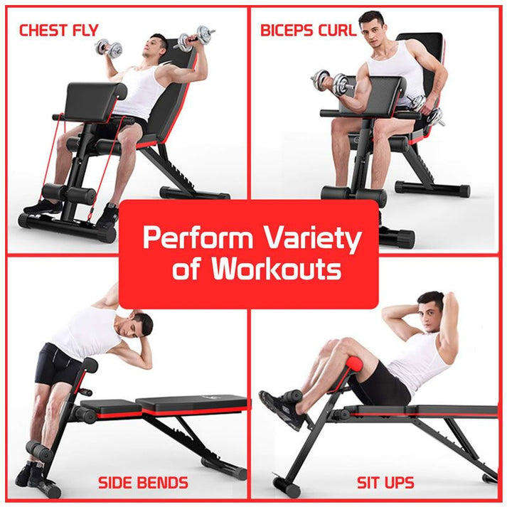 Abdominal Adjustable Utility Exercise Bench with Resistance Band E4-11-1