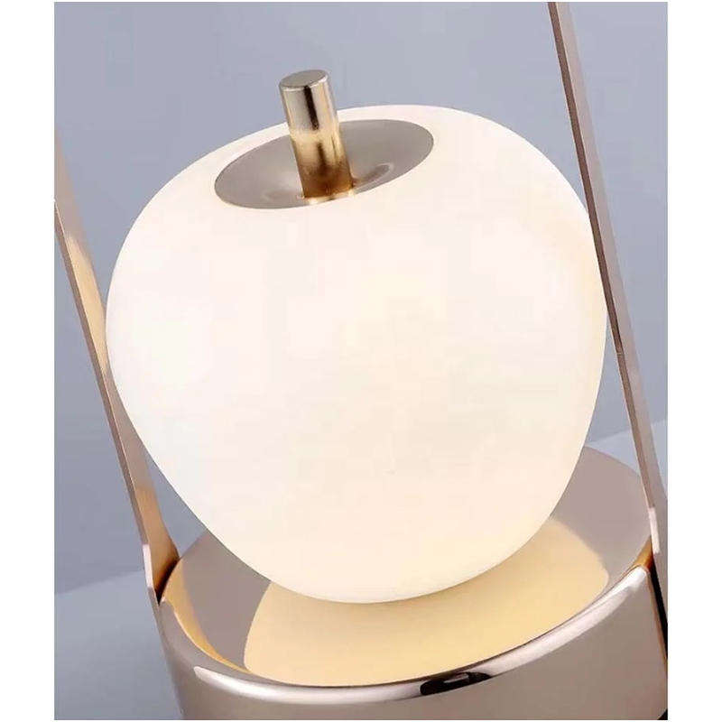 LED Rechargeable Touch Dimming Art Desk Lamp  Cordless Portable Apple Shape Light with Gold Finish