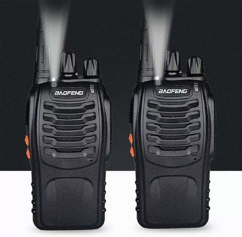 Baofeng Long Range Walkie Talkies with Earpiece & LED Flashlight  2 Pack UHF/VHF Two-Way Radios (Bl