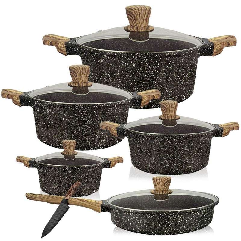 11 Piece Combo Set - Nonstick Marble Die-Casting Cookware Set