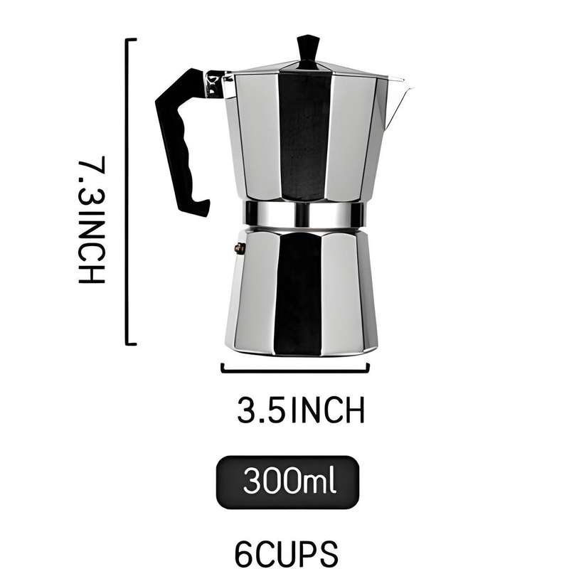 6 Cup 300ml Moka Pot Coffee Percolator Espresso Maker Classic Beginner Gift