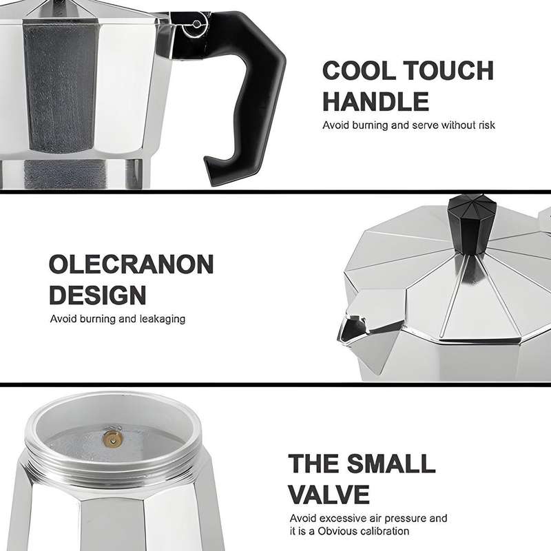 6 Cup 300ml Moka Pot Coffee Percolator Espresso Maker Classic Beginner Gift