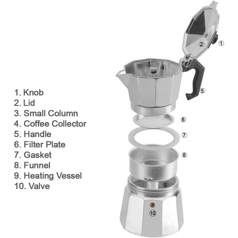 6 Cup 300ml Moka Pot Coffee Percolator Espresso Maker Classic Beginner Gift