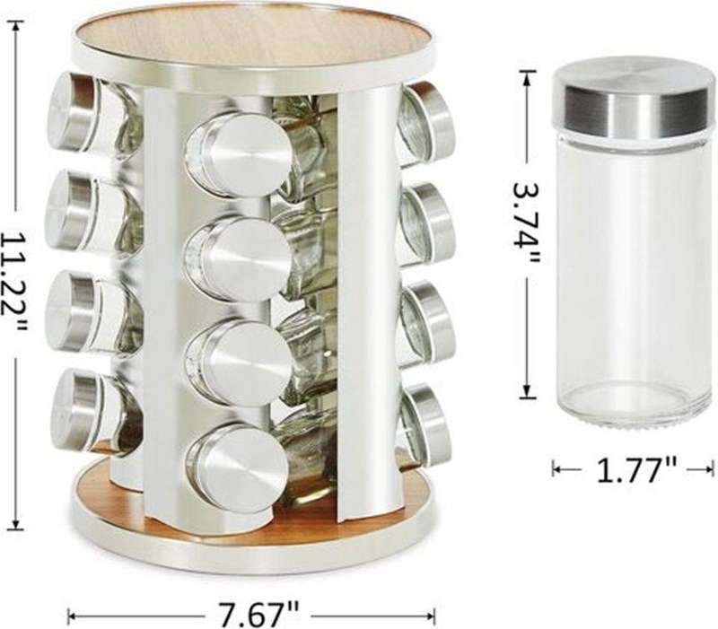 Rotating Silver Spice Rack -16 Jars