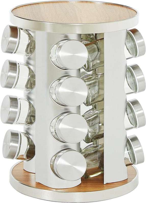 Rotating Silver Spice Rack -16 Jars