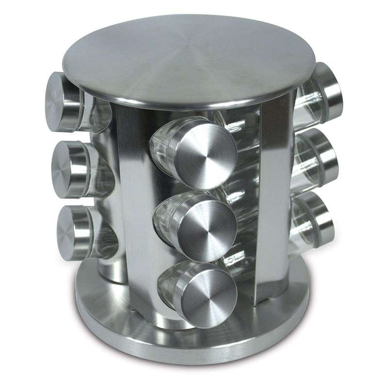Rotating Silver Spice Rack -12 Jars