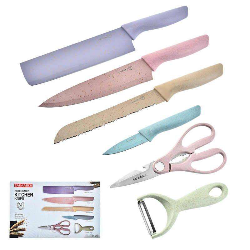 Pastel 6 Piece Corrugated Kitchen Knife Set