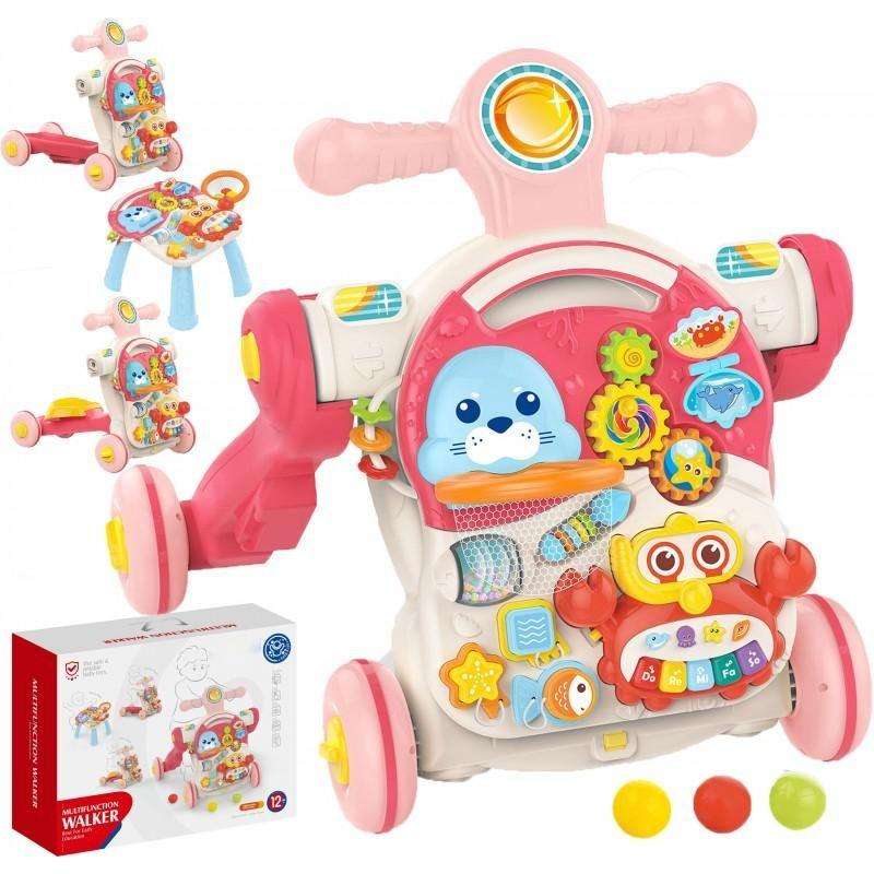 4-in-1 Multi-Functional Baby Walker with Interactive Study Table