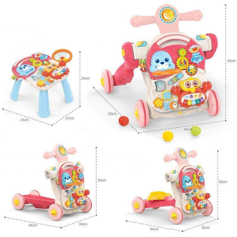 4-in-1 Multi-Functional Baby Walker with Interactive Study Table