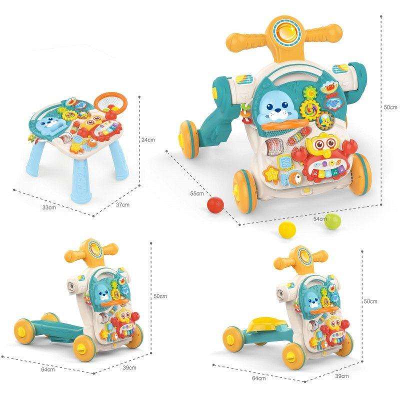 4-in-1 Multi-Functional Baby Walker with Interactive Study Table