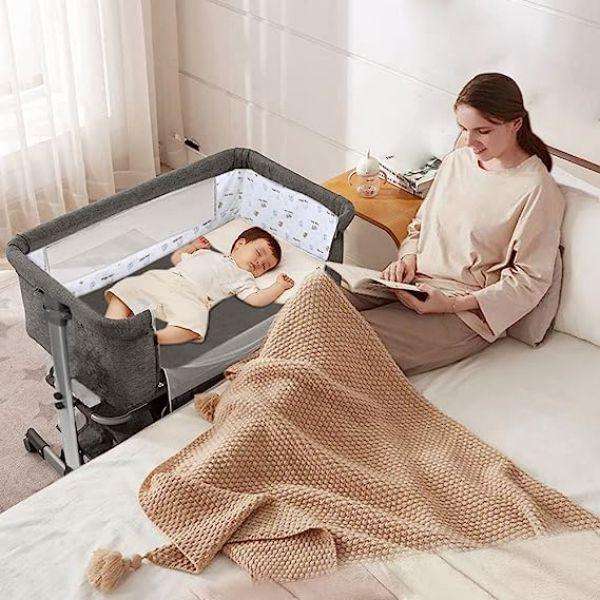 3 In 1 Bedside Baby Bassinet Sleeper Crib With Bed Nets