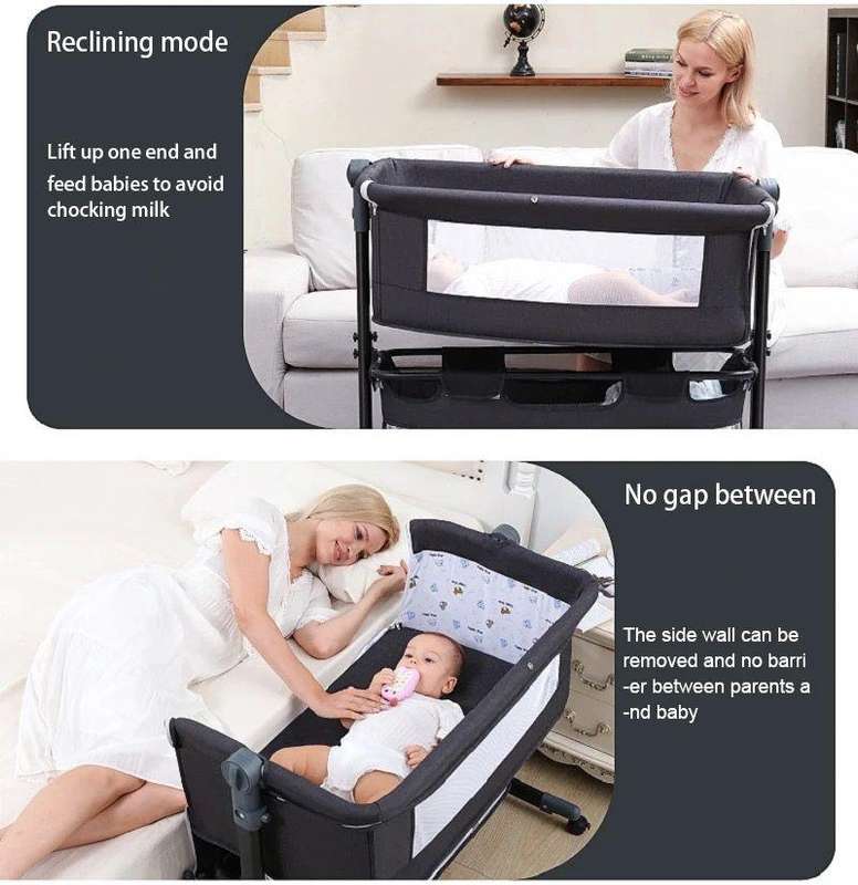 3 In 1 Bedside Baby Bassinet Sleeper Crib With Bed Nets