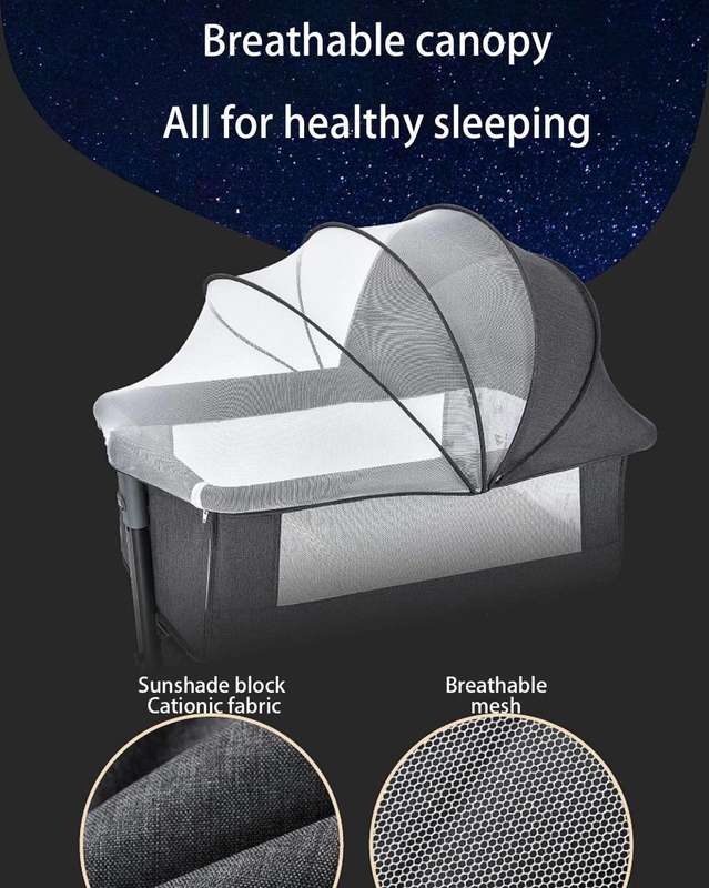 3 In 1 Bedside Baby Bassinet Sleeper Crib With Bed Nets