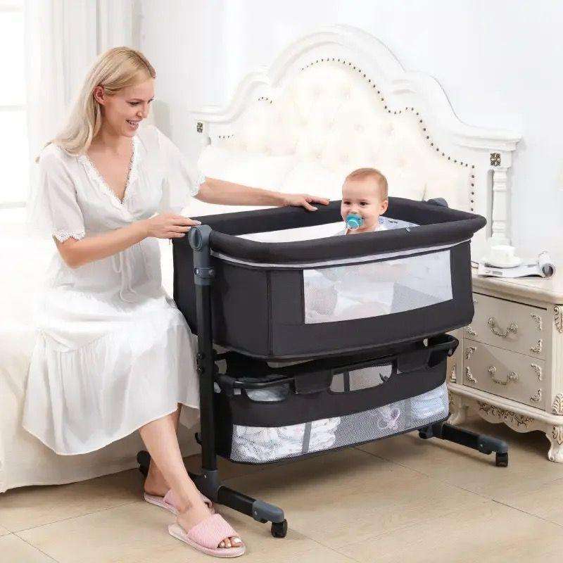 3 In 1 Bedside Baby Bassinet Sleeper Crib With Bed Nets