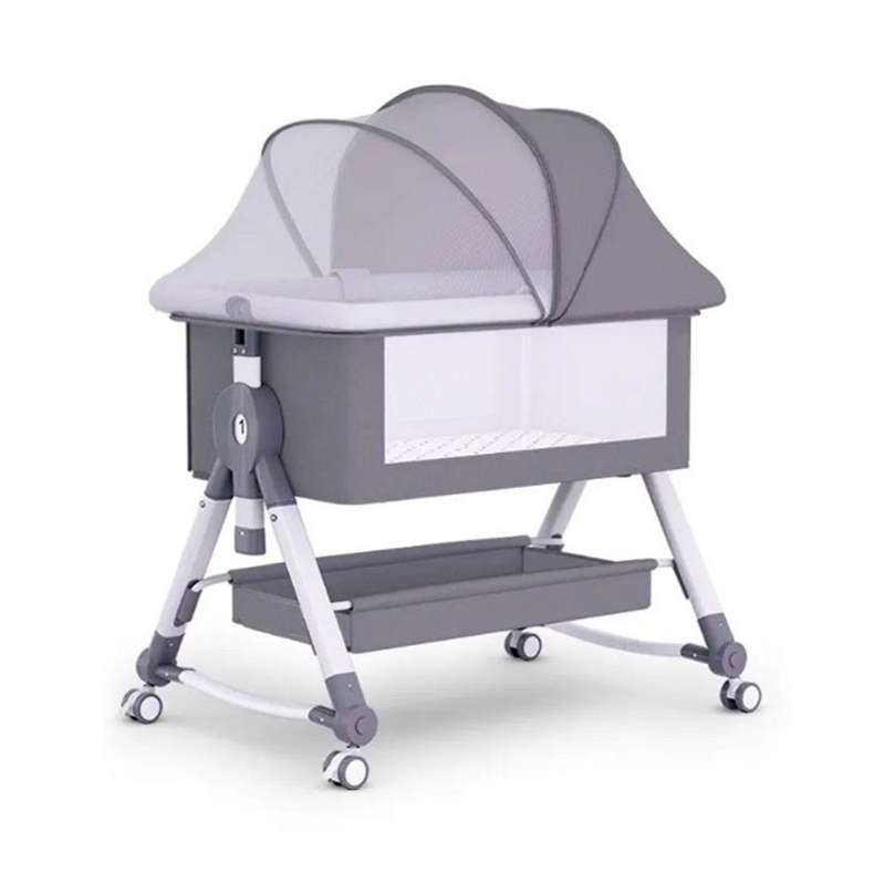 Baby Bed Crib Portable Bassinet Bedside Liftable Cradle-Grey
