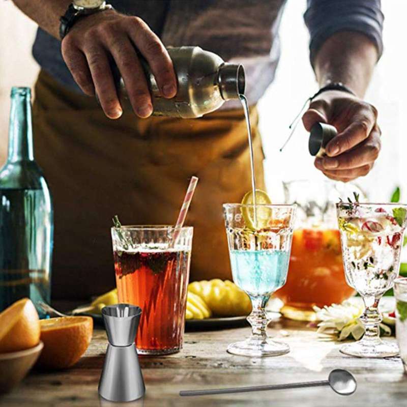 6Pcs Stainless Steel 550ml Cocktail Shaker Bar Set Bartender Tool Kit Gift