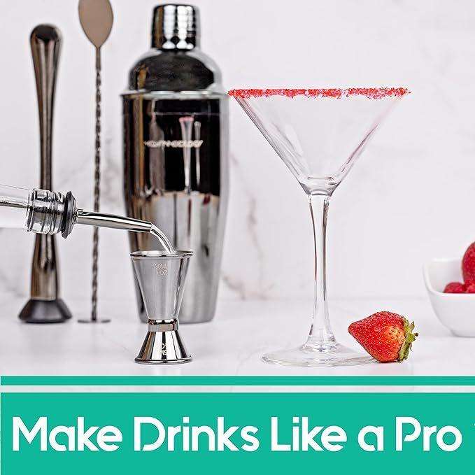 6Pcs Stainless Steel 550ml Cocktail Shaker Bar Set Bartender Tool Kit Gift