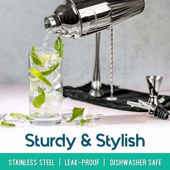 6Pcs Stainless Steel 550ml Cocktail Shaker Bar Set Bartender Tool Kit Gift