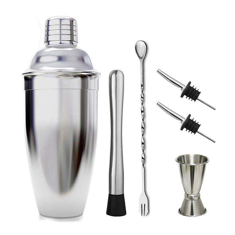 6Pcs Stainless Steel 550ml Cocktail Shaker Bar Set Bartender Tool Kit Gift