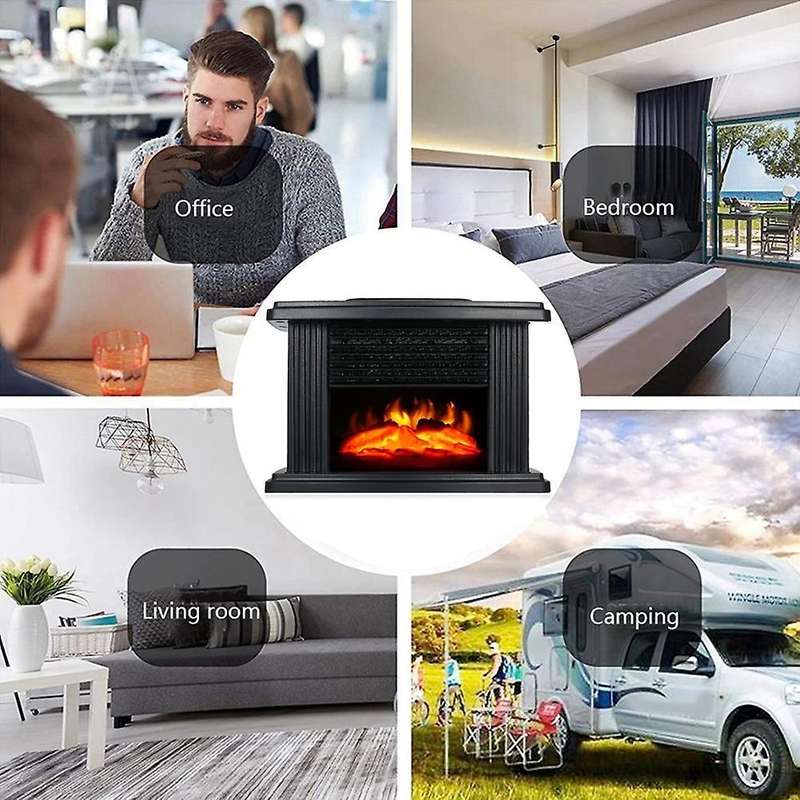 Electric Fireplace Heater With Adjustable Flame and Remote Control