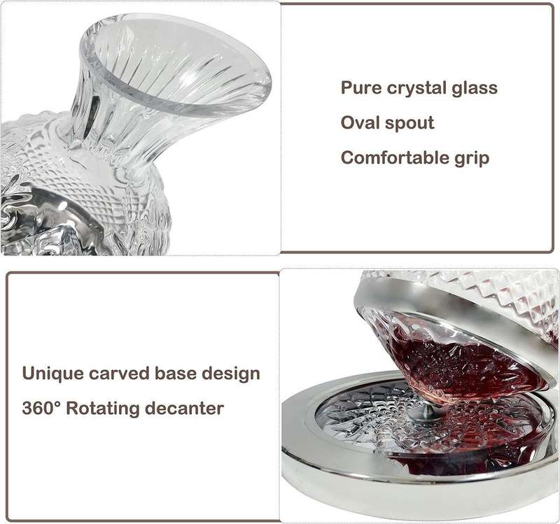 Degrees Rotating Crystal Wine Decanters