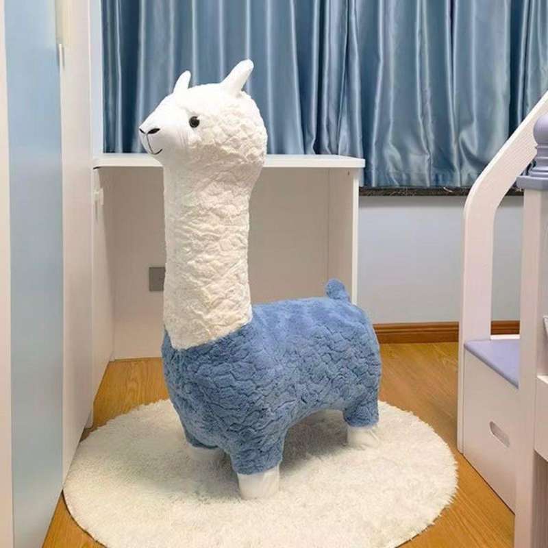 Alpaca Fleece Children's Stool - Blue