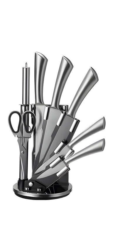 8 Piece Stainless Steel Kitchen Knife, Scissors Set & Acrylic Stand