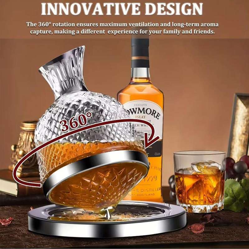 1500ML Crystal Glass 360 Rotation Decanter Wine Carafe Aerator