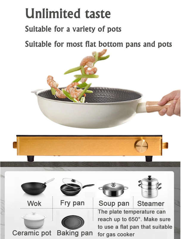 Golden Color Infrared Smart Cooker With Aluminum Body And Handle knob
