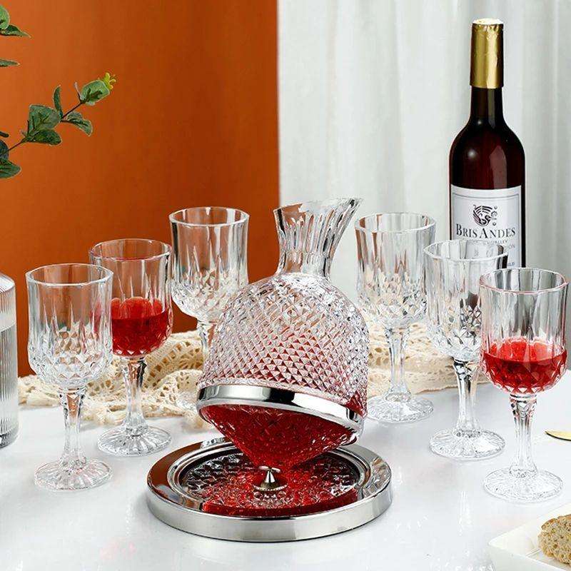 Luxury 1500ml Crystal Glass 360 Rotating Tumbler Wine Decanter
