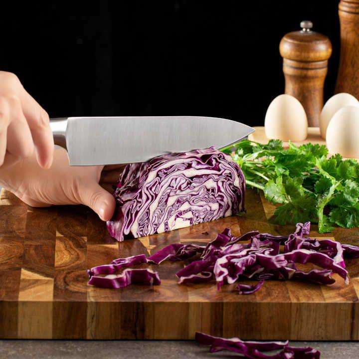 8 Piece Stainless Steel Kitchen Knife, Scissors Set & Acrylic Stand