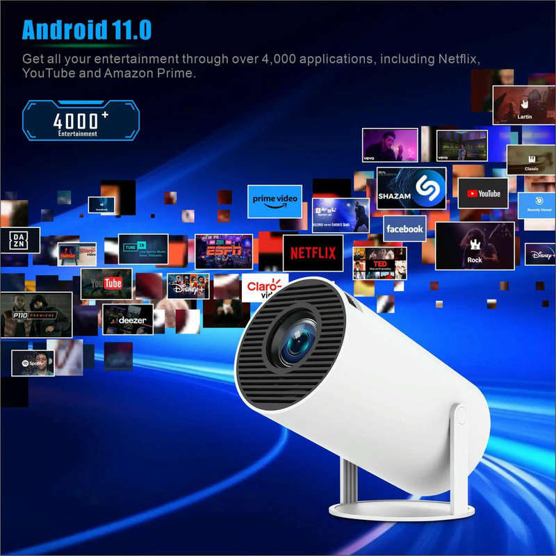 Smart WIFI/Bluetooth LED Projector with Exceptional Display & 180 Rotation