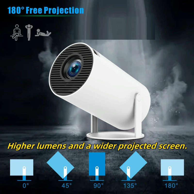 Smart WIFI/Bluetooth LED Projector with Exceptional Display & 180 Rotation
