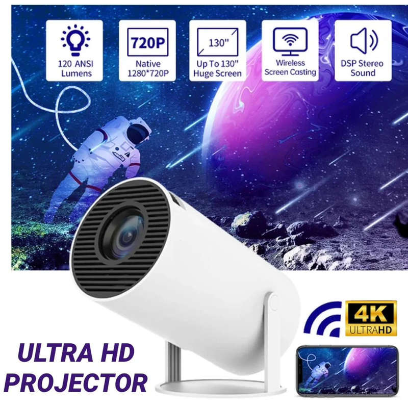 Smart WIFI/Bluetooth LED Projector with Exceptional Display & 180 Rotation