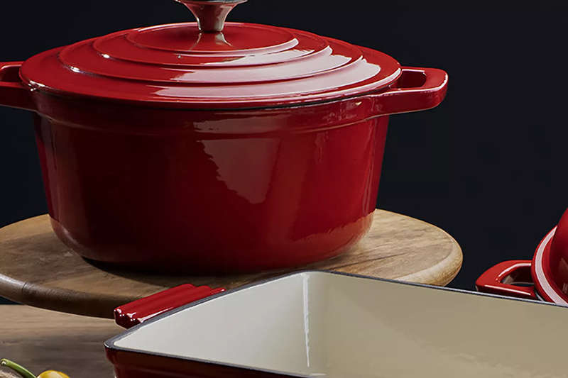 Red Cast Iron Enamel - 8 Piece Pot Set