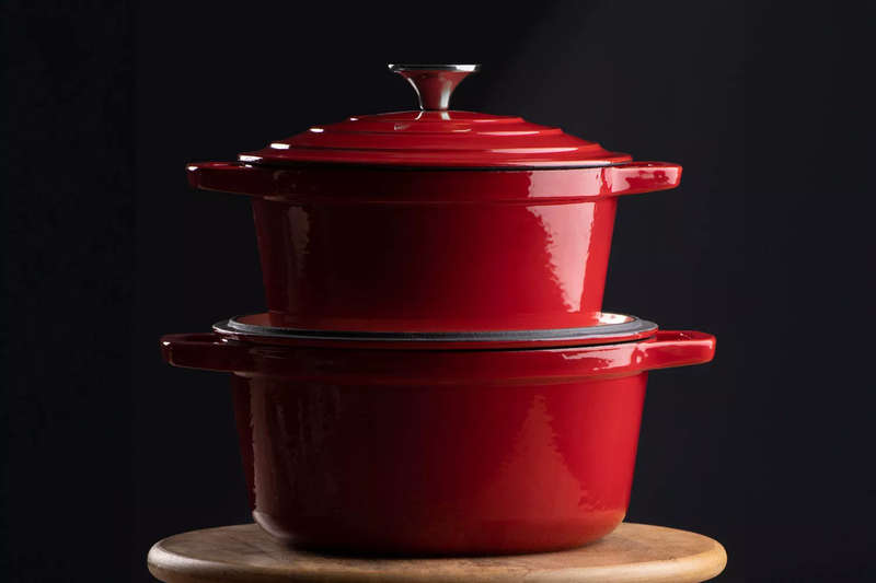 Red Cast Iron Enamel - 8 Piece Pot Set