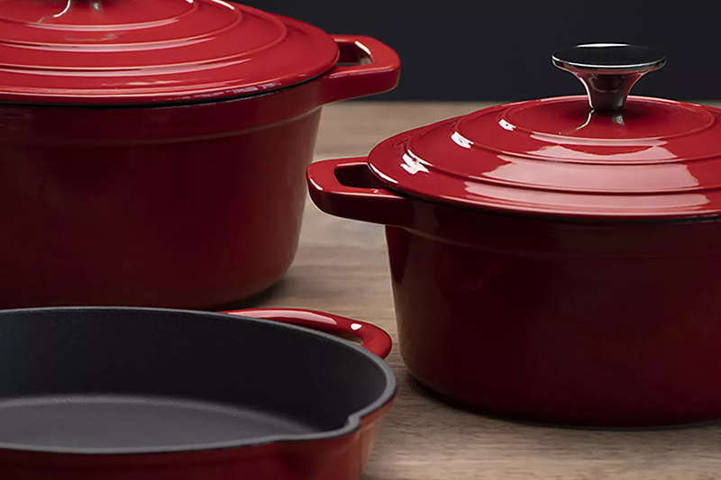 Red Cast Iron Enamel - 8 Piece Pot Set